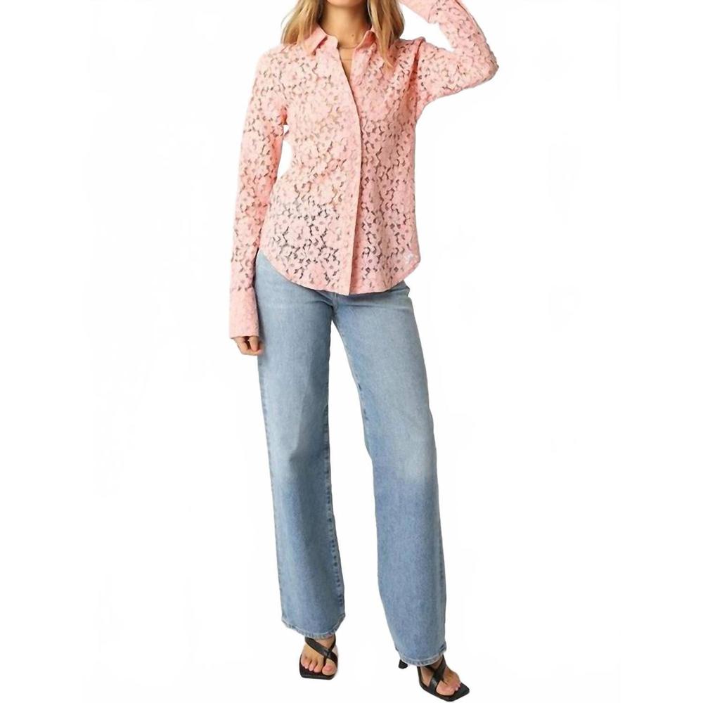 NEW OLIVACEOUS celine lace blouse in blush - Picture 3 of 3